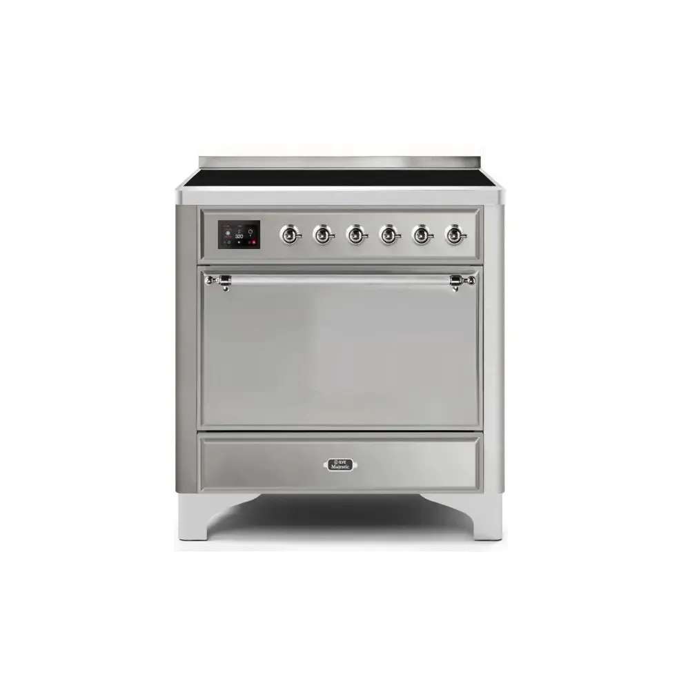 ILVE Majestic II 36 Inch Electric Freestanding Induction Range with Solid Door and Chrome Trim