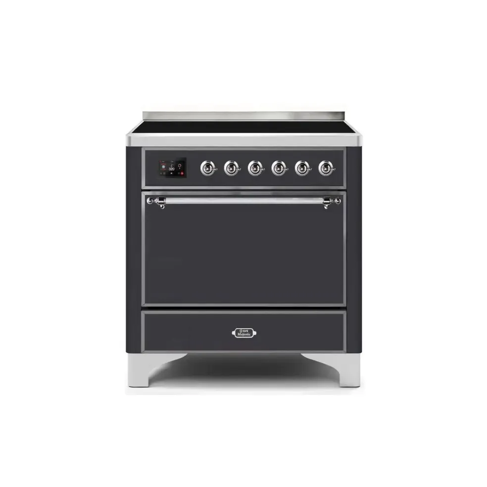 ILVE Majestic II 36 Inch Electric Freestanding Induction Range with Solid Door and Chrome Trim