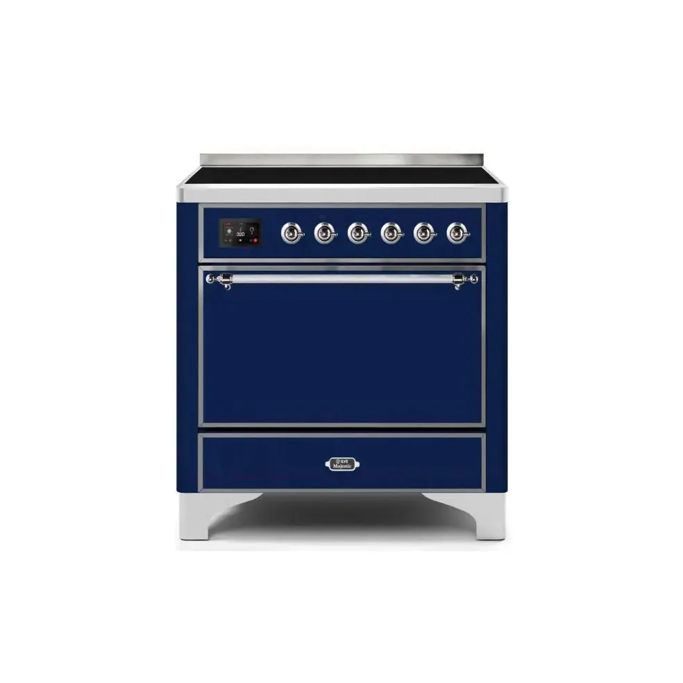 ILVE Majestic II 36 Inch Electric Freestanding Induction Range with Solid Door and Chrome Trim