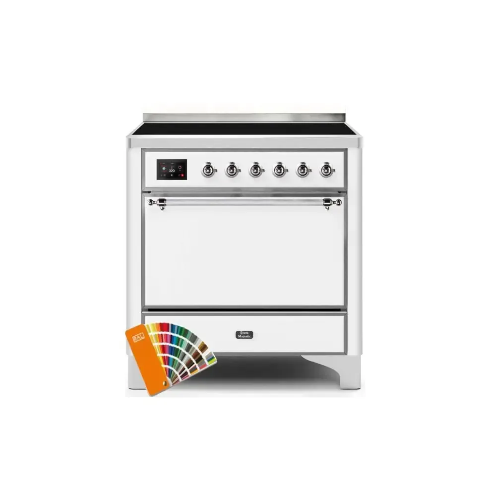 ILVE Majestic II 36 Inch Electric Freestanding Induction Range with Solid Door and Chrome Trim