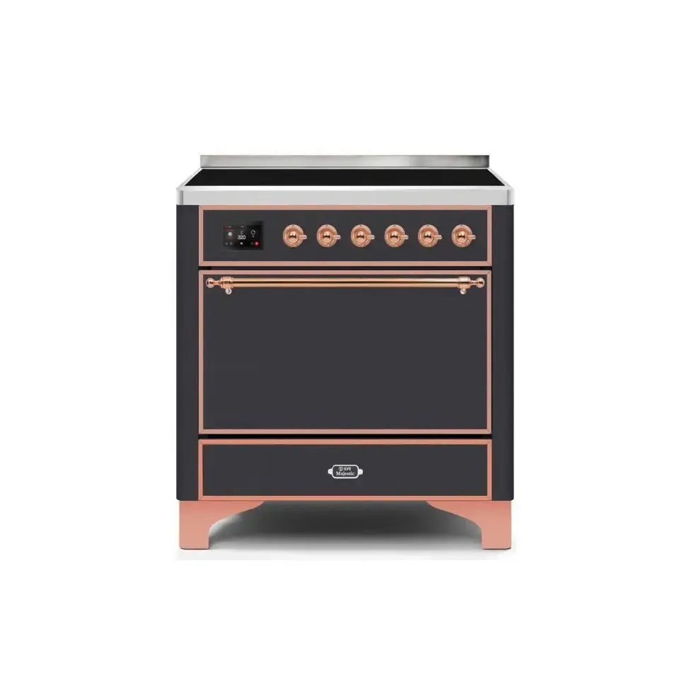 ILVE Majestic II 36 Inch Electric Freestanding Induction Range with Solid Door and Copper Trim