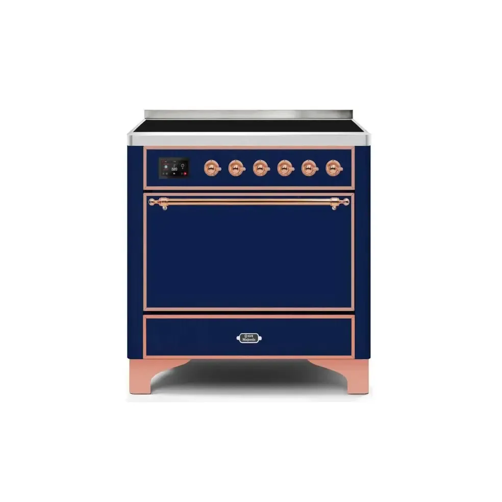 ILVE Majestic II 36 Inch Electric Freestanding Induction Range with Solid Door and Copper Trim