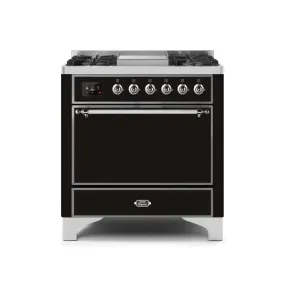 ILVE Majestic II 36 Inch Freestanding Dual Fuel Natural Gas Range with Solid Door and Chrome Trim