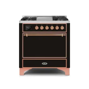 ILVE Majestic II 36 Inch Freestanding Dual Fuel Natural Gas Range with Solid Door and Copper Trim