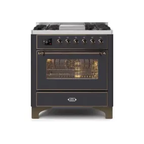 ILVE Majestic II 36 Inch Freestanding Dual Fuel Range Single Oven Liquid Propane with Bronze Trim