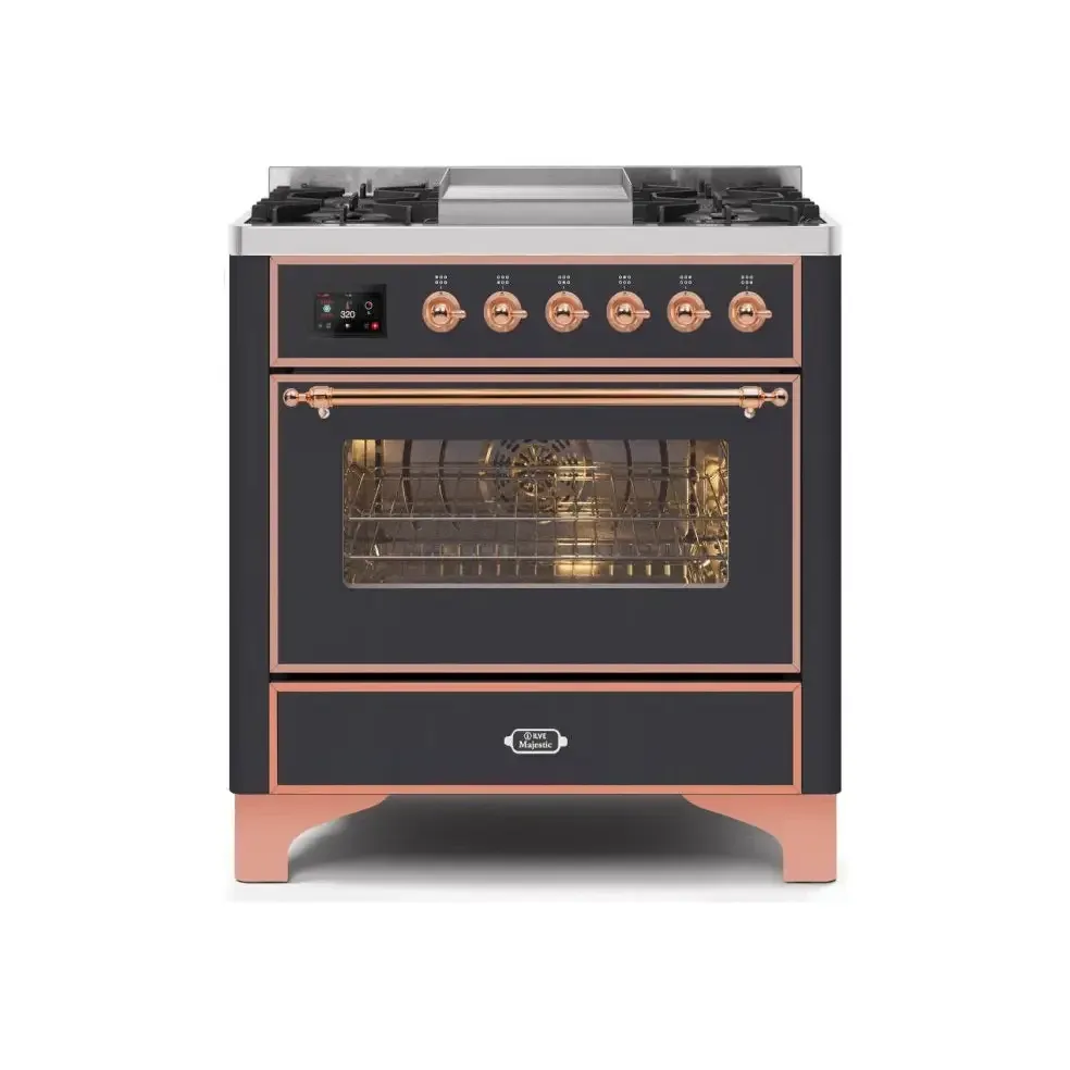 ILVE Majestic II 36 Inch Freestanding Dual Fuel Range Single Oven Liquid Propane with Copper Trim