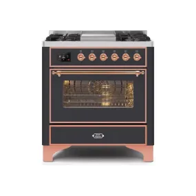 ILVE Majestic II 36 Inch Freestanding Dual Fuel Range Single Oven Liquid Propane with Copper Trim