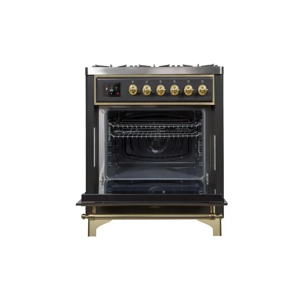 ILVE Majestic II 36 Inch Freestanding Dual Fuel Range Single Oven Natural Gas with Brass Trim