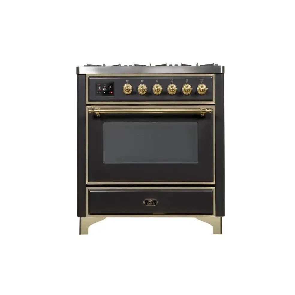 ILVE Majestic II 36 Inch Freestanding Dual Fuel Range Single Oven Natural Gas with Brass Trim