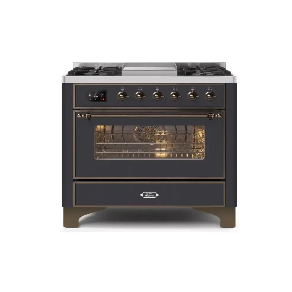 ILVE Majestic II 36 Inch Freestanding Dual Fuel Range Single Oven Natural Gas with Bronze Trim