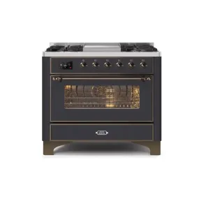 ILVE Majestic II 36 Inch Freestanding Dual Fuel Range Single Oven Natural Gas with Bronze Trim