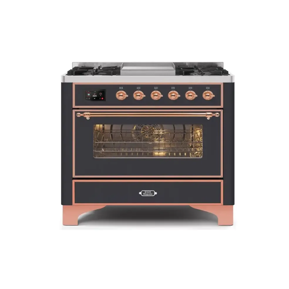 ILVE Majestic II 36 Inch Freestanding Dual Fuel Range Single Oven Natural Gas with Copper Trim