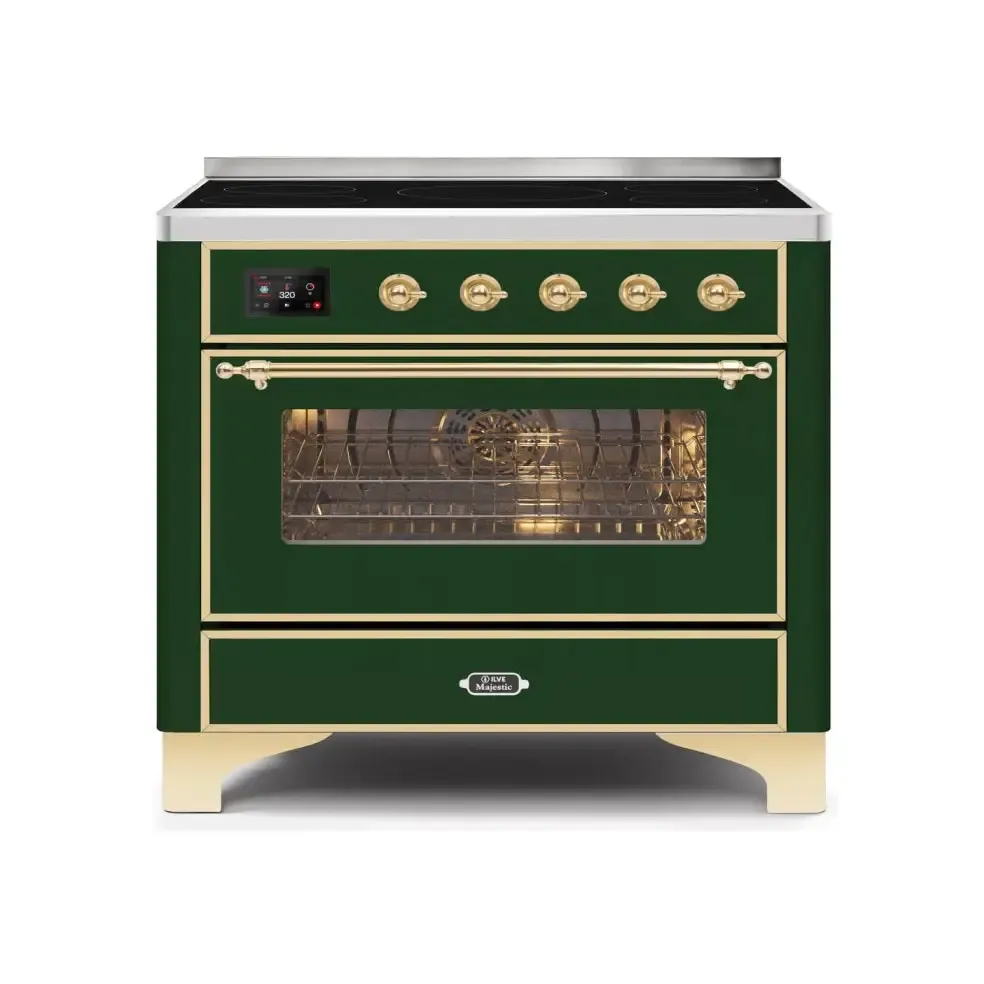 ILVE Majestic II 36 Inch Freestanding Electric Induction Range with Brass Trim