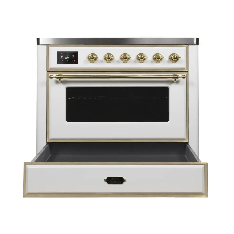 ILVE Majestic II 36 Inch Freestanding Electric Induction Range with Brass Trim