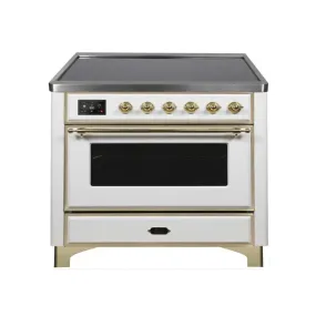 ILVE Majestic II 36 Inch Freestanding Electric Induction Range with Brass Trim