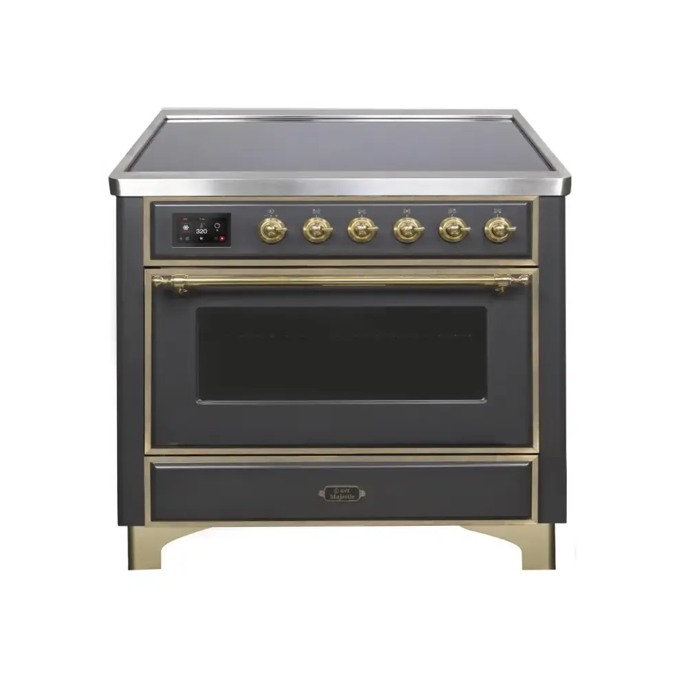 ILVE Majestic II 36 Inch Freestanding Electric Induction Range with Brass Trim