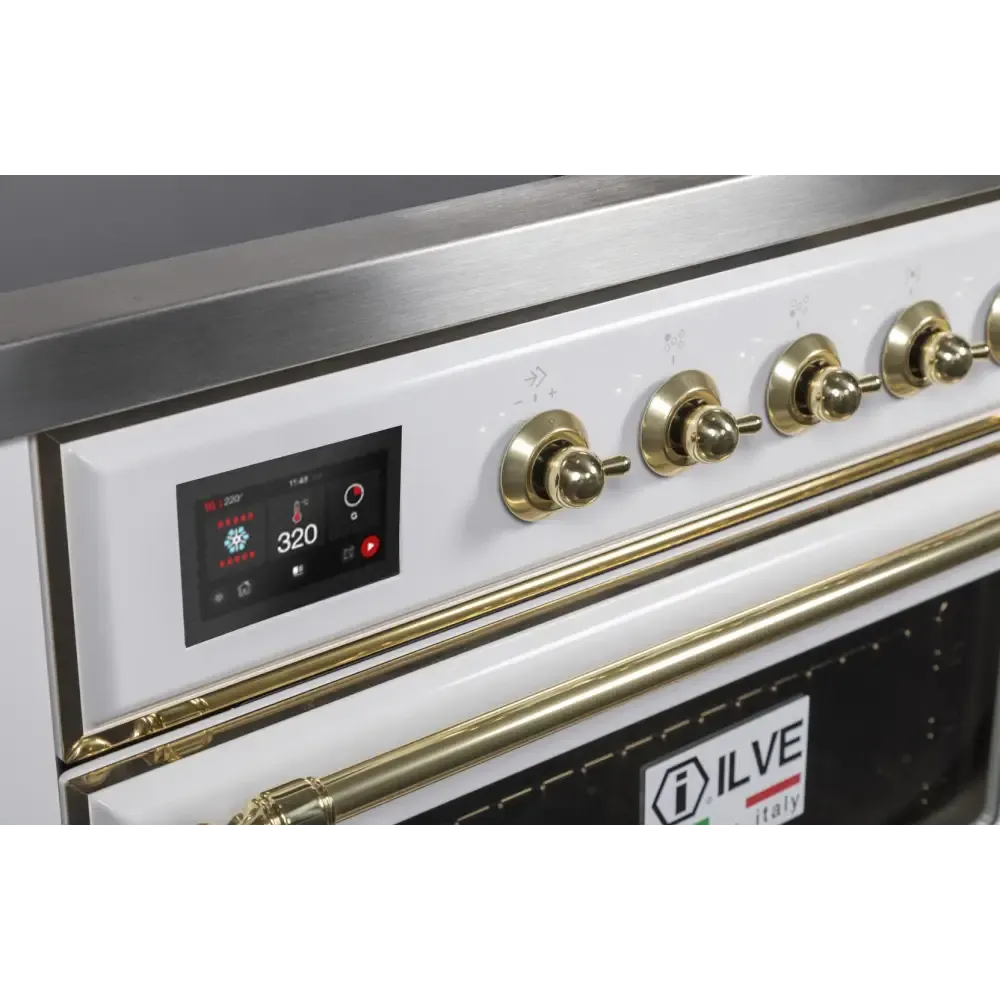 ILVE Majestic II 36 Inch Freestanding Electric Induction Range with Brass Trim