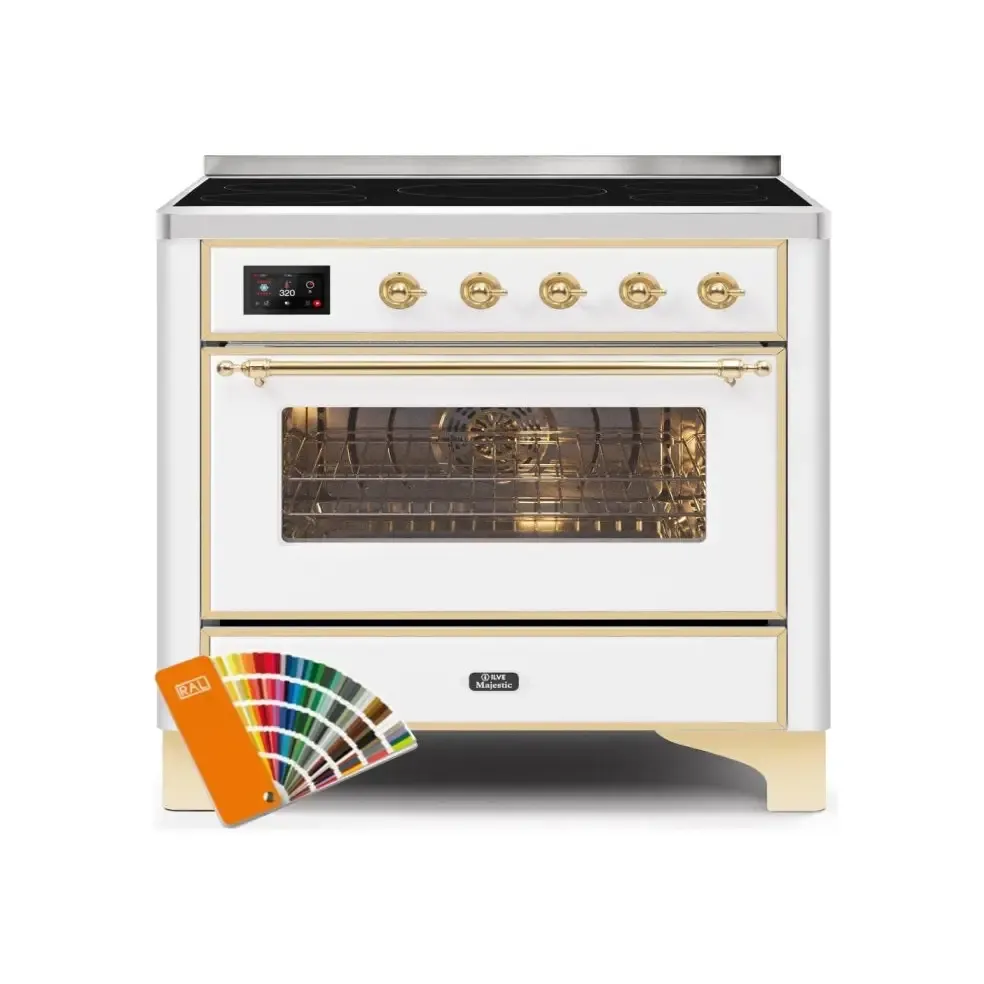 ILVE Majestic II 36 Inch Freestanding Electric Induction Range with Brass Trim