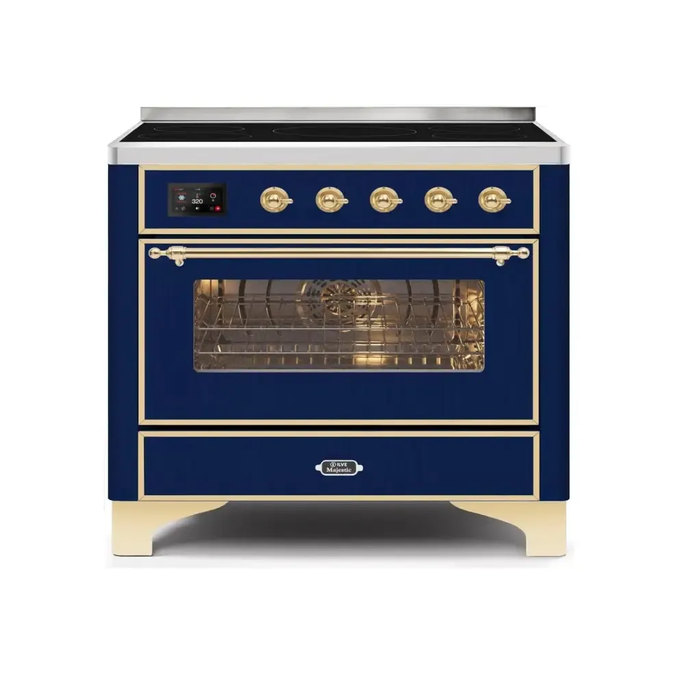 ILVE Majestic II 36 Inch Freestanding Electric Induction Range with Brass Trim