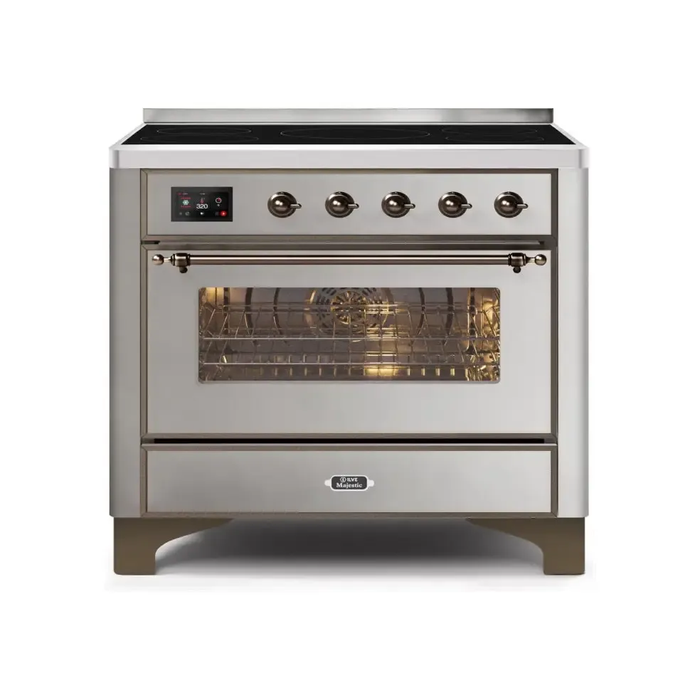 ILVE Majestic II 36 Inch Freestanding Electric Induction Range with Bronze Trim