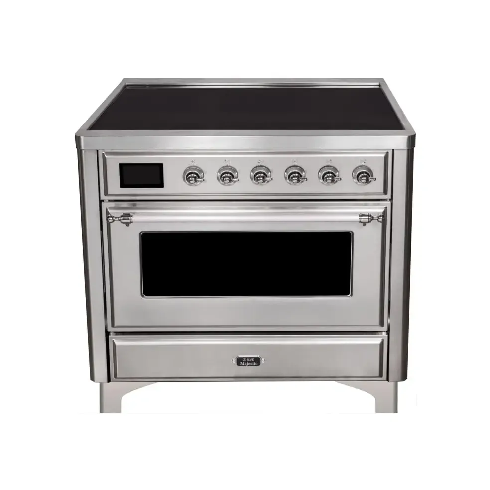 ILVE Majestic II 36 Inch Freestanding Electric Induction Range with Chrome Trim