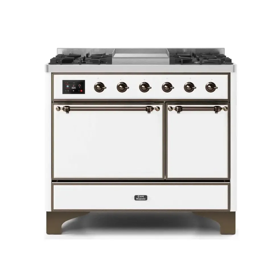 ILVE Majestic II 40 Inch Dual Fuel Liquid Propane Freestanding Range and Electric Oven with Bronze Trim