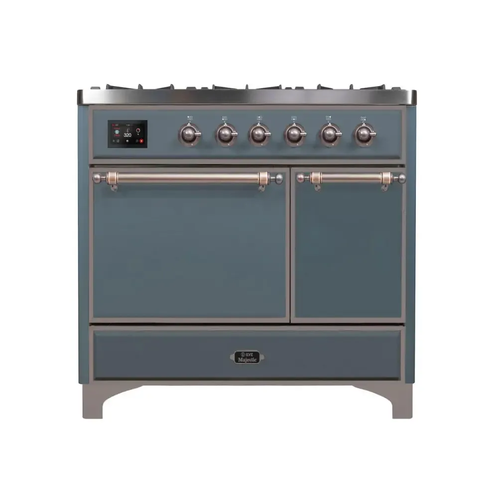 ILVE Majestic II 40 Inch Dual Fuel Liquid Propane Freestanding Range and Electric Oven with Bronze Trim