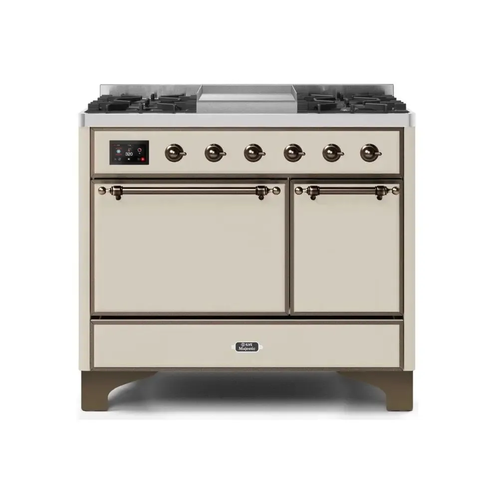 ILVE Majestic II 40 Inch Dual Fuel Liquid Propane Freestanding Range and Electric Oven with Bronze Trim