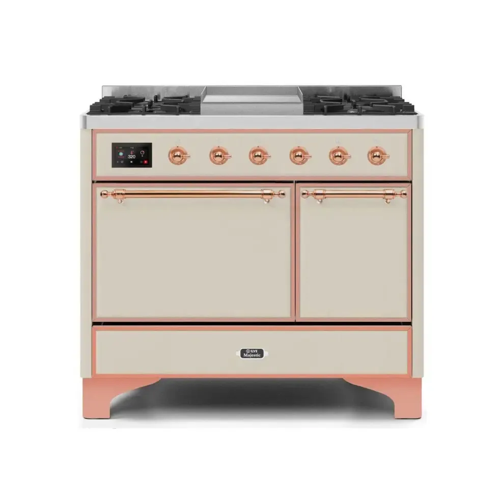 ILVE Majestic II 40 Inch Dual Fuel Liquid Propane Freestanding Range and Electric Oven with Copper Trim