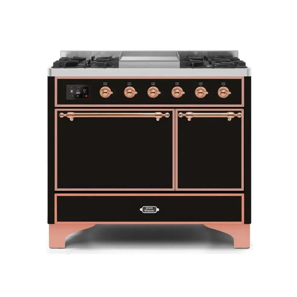 ILVE Majestic II 40 Inch Dual Fuel Liquid Propane Freestanding Range and Electric Oven with Copper Trim