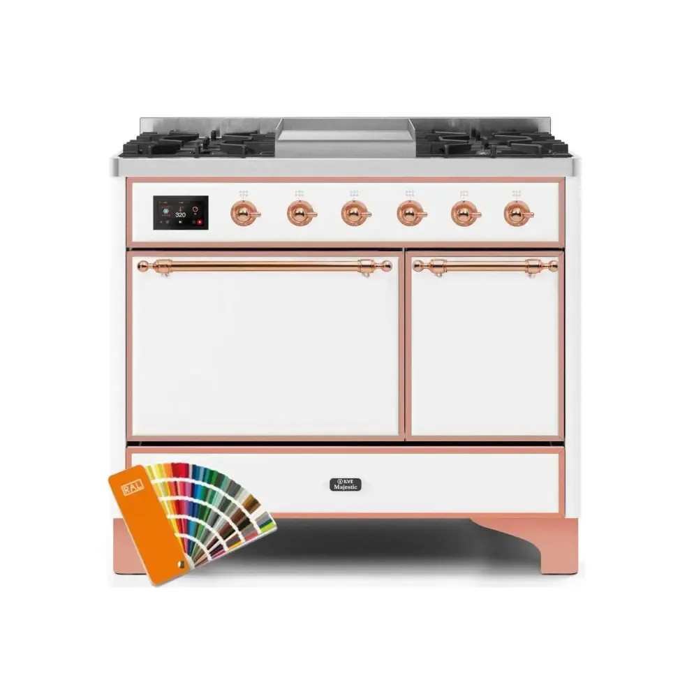 ILVE Majestic II 40 Inch Dual Fuel Liquid Propane Freestanding Range and Electric Oven with Copper Trim