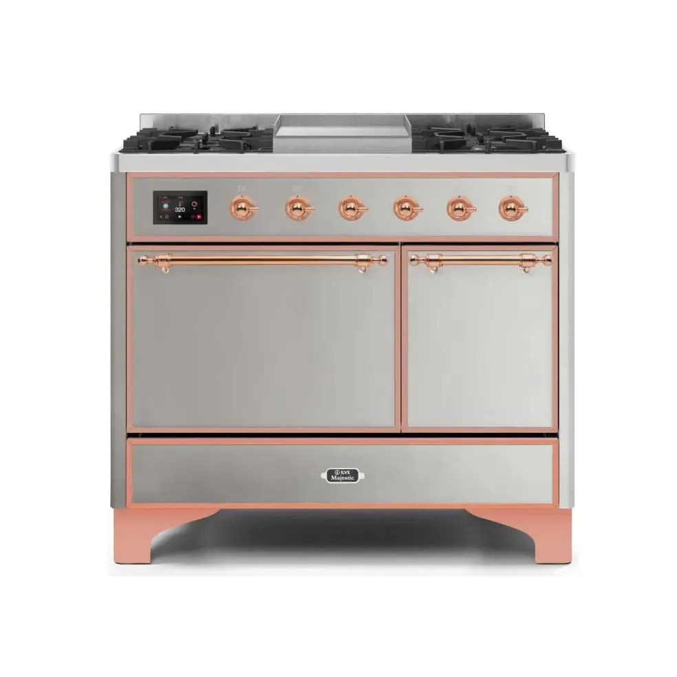 ILVE Majestic II 40 Inch Dual Fuel Liquid Propane Freestanding Range and Electric Oven with Copper Trim