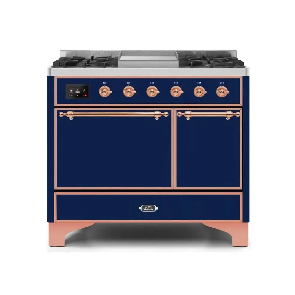 ILVE Majestic II 40 Inch Dual Fuel Liquid Propane Freestanding Range and Electric Oven with Copper Trim