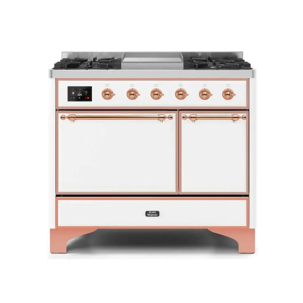 ILVE Majestic II 40 Inch Dual Fuel Liquid Propane Freestanding Range and Electric Oven with Copper Trim