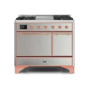 ILVE Majestic II 40 Inch Dual Fuel Liquid Propane Freestanding Range and Electric Oven with Copper Trim