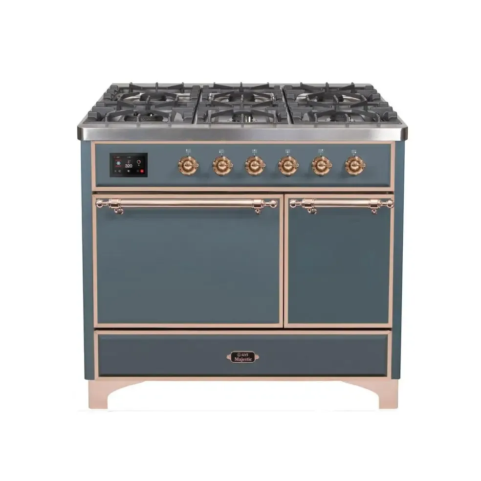 ILVE Majestic II 40 Inch Dual Fuel Liquid Propane Freestanding Range and Electric Oven with Copper Trim