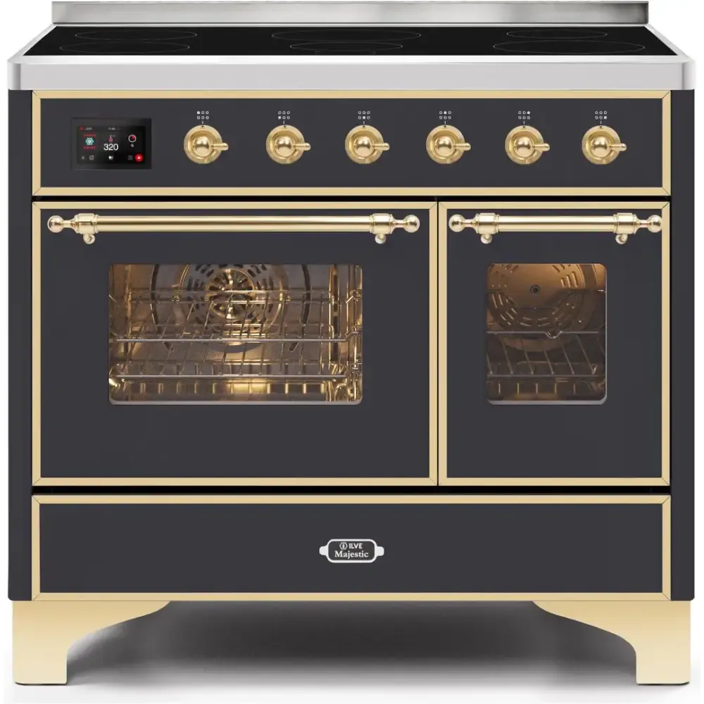 ILVE Majestic II 40 Inch Electric Freestanding Induction Range with Brass Trim