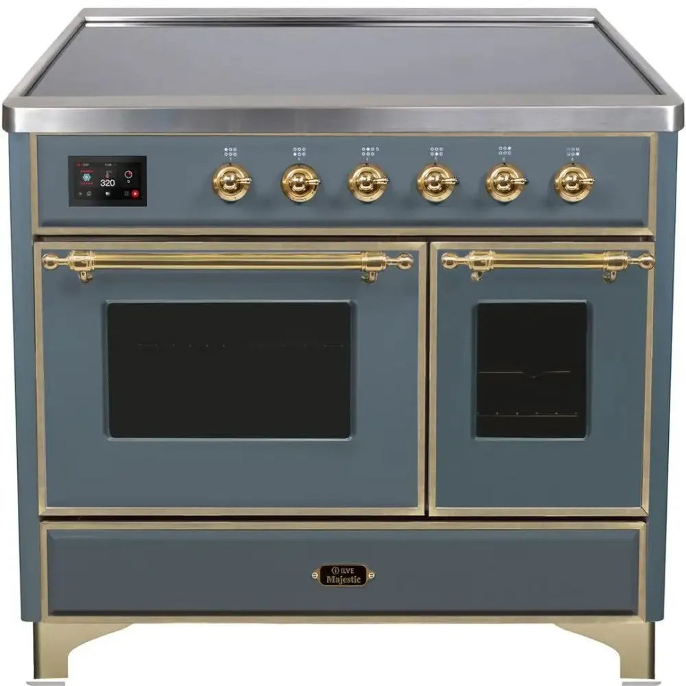 ILVE Majestic II 40 Inch Electric Freestanding Induction Range with Brass Trim