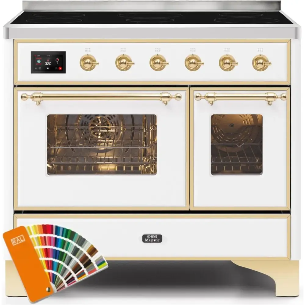 ILVE Majestic II 40 Inch Electric Freestanding Induction Range with Brass Trim