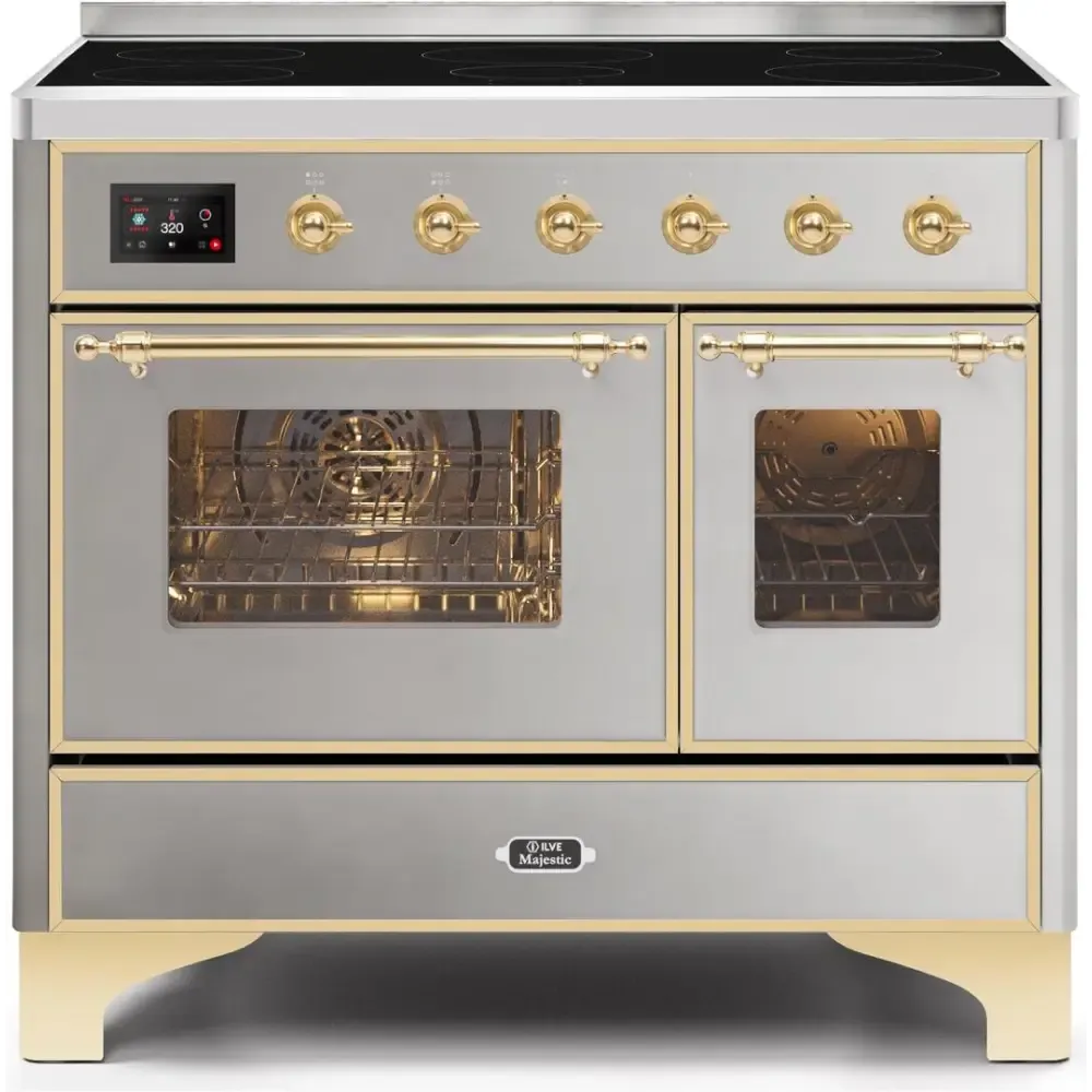 ILVE Majestic II 40 Inch Electric Freestanding Induction Range with Brass Trim