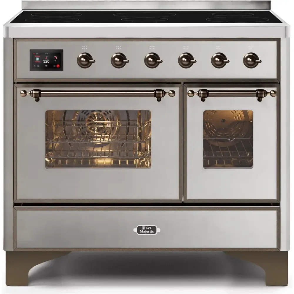 ILVE Majestic II 40 Inch Electric Freestanding Induction Range with Bronze Trim