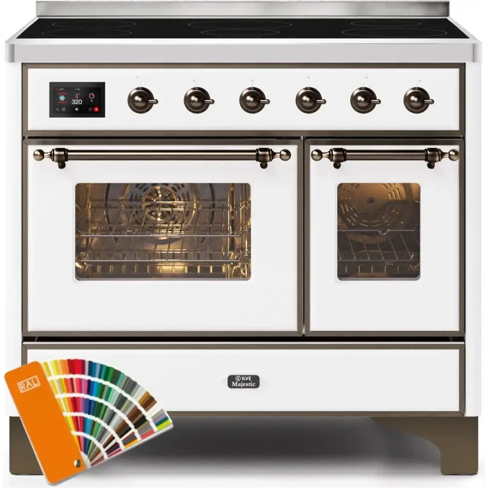 ILVE Majestic II 40 Inch Electric Freestanding Induction Range with Bronze Trim