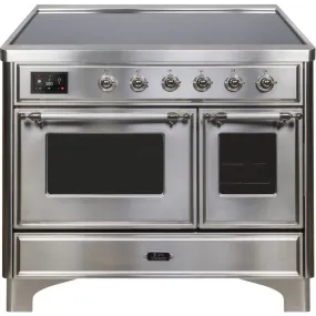 ILVE Majestic II 40 Inch Electric Freestanding Induction Range with Chrome Trim