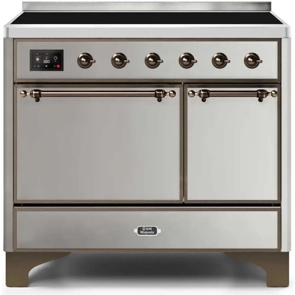 ILVE Majestic II 40 Inch Electric Freestanding Induction Range with Solid Door and Bronze Trim