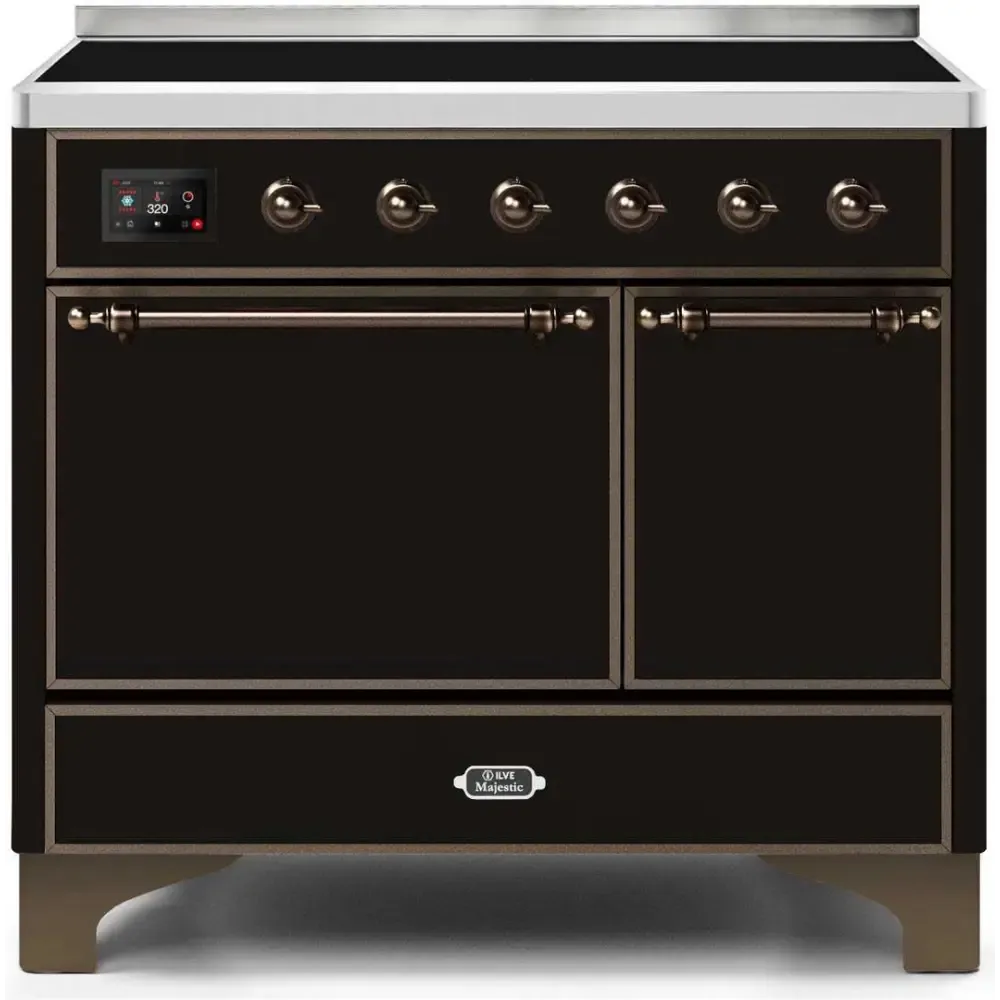 ILVE Majestic II 40 Inch Electric Freestanding Induction Range with Solid Door and Bronze Trim