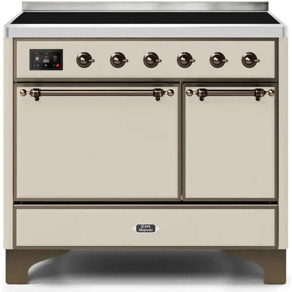 ILVE Majestic II 40 Inch Electric Freestanding Induction Range with Solid Door and Bronze Trim