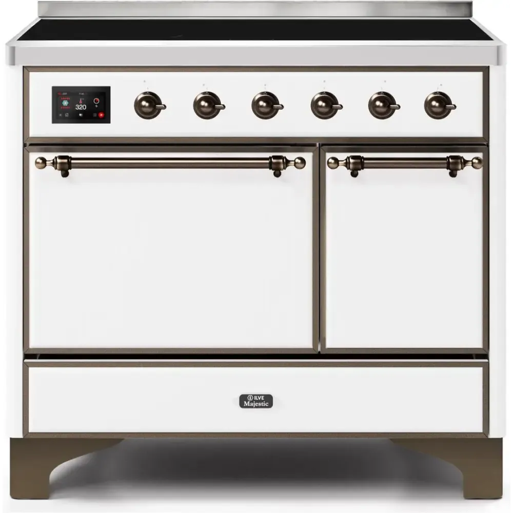 ILVE Majestic II 40 Inch Electric Freestanding Induction Range with Solid Door and Bronze Trim