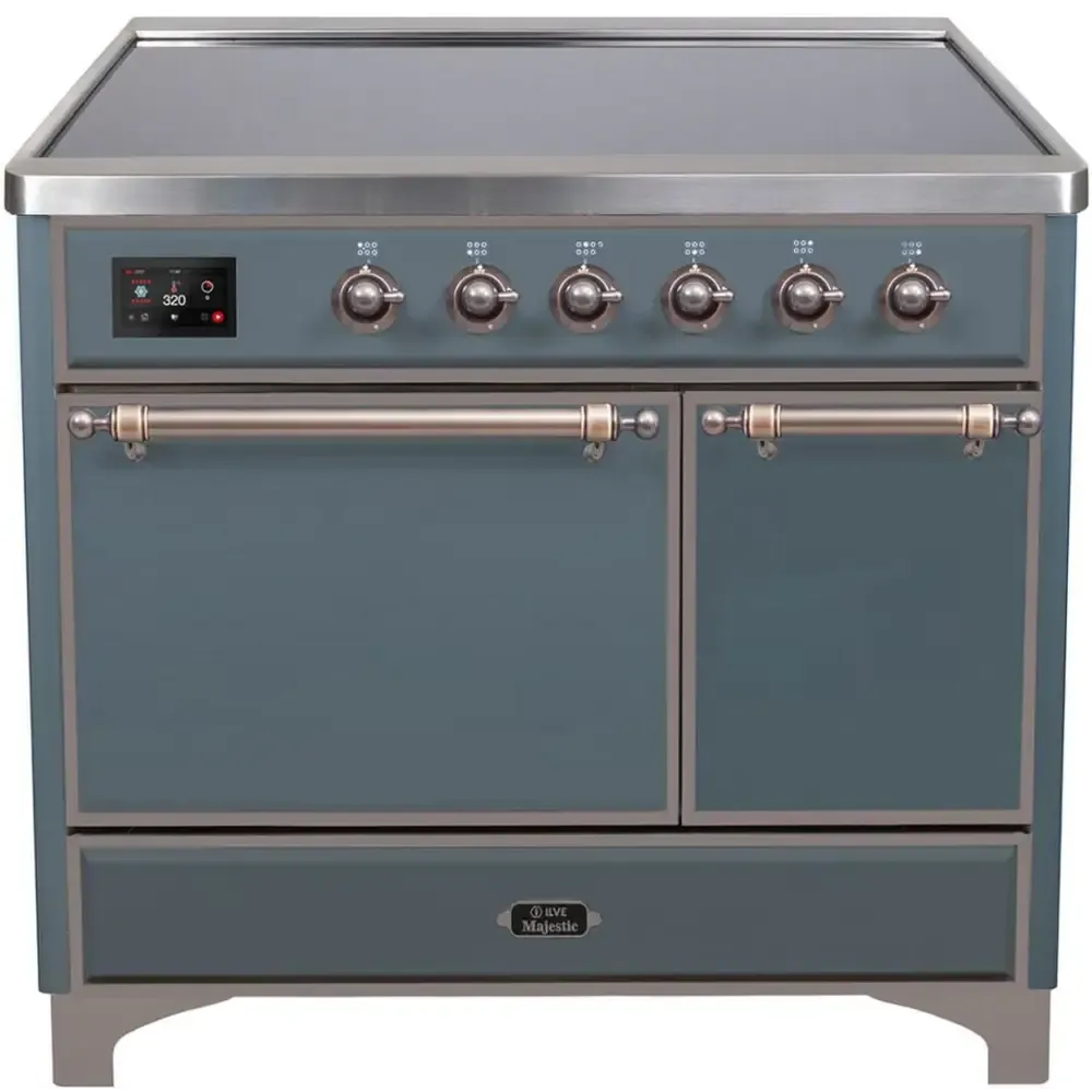 ILVE Majestic II 40 Inch Electric Freestanding Induction Range with Solid Door and Bronze Trim