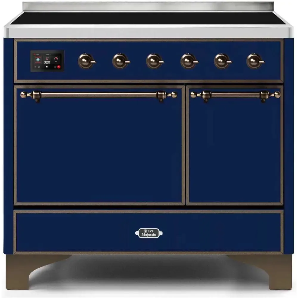 ILVE Majestic II 40 Inch Electric Freestanding Induction Range with Solid Door and Bronze Trim