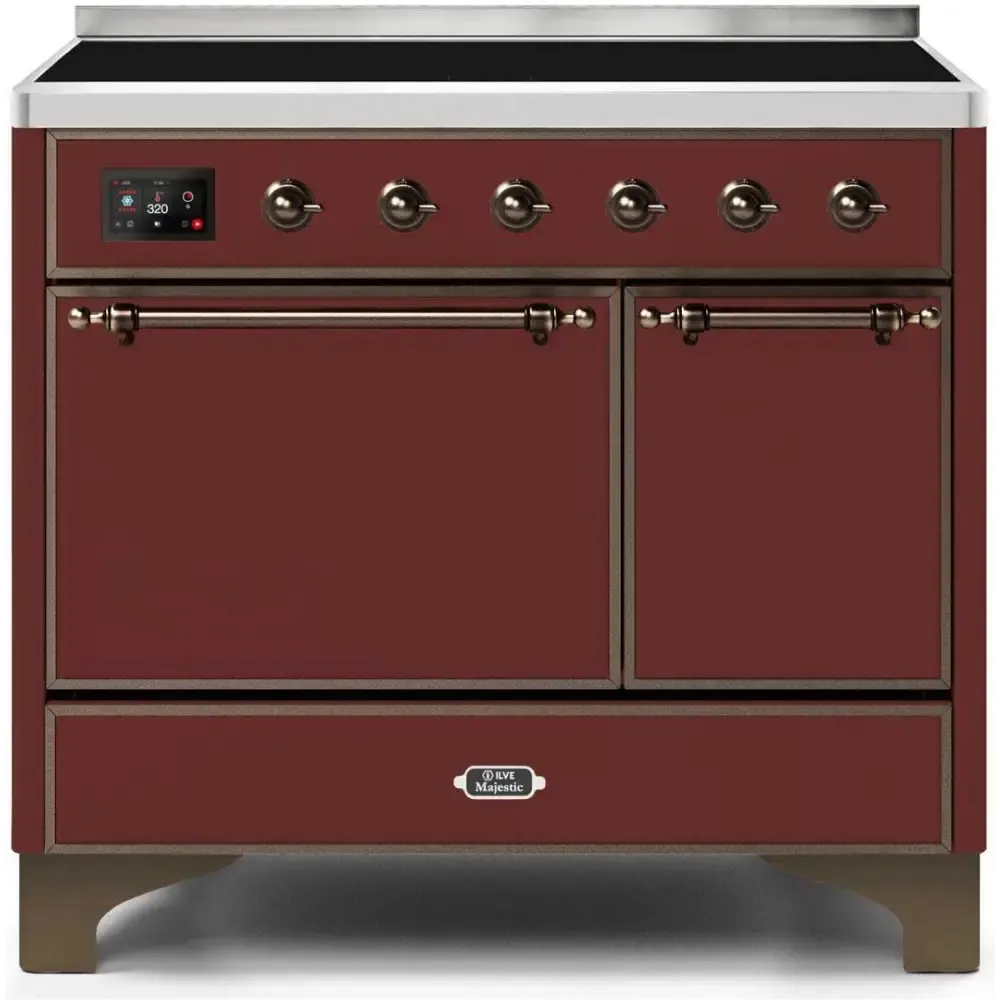 ILVE Majestic II 40 Inch Electric Freestanding Induction Range with Solid Door and Bronze Trim